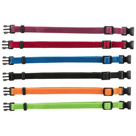 Balení nylon.rozeznávacích obojků pro štěňata S-M 17-25cm/10mm, čn,čv,md,zel,or,fi