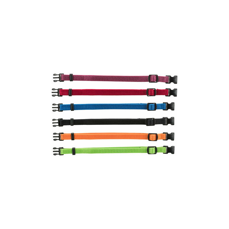 Balení nylon.rozeznávacích obojků pro štěňata M-L 22-35cm/10mm čn,čv,md,zel,or,fi