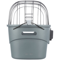 Plastová přepravka s drátěným víkem na kolo (řidítka), 42 x 39 x 30 cm, šedá (do 5 kg)