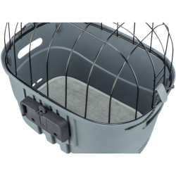 Plastová přepravka s drátěným víkem na kolo (řidítka), 42 x 39 x 30 cm, šedá (do 5 kg)