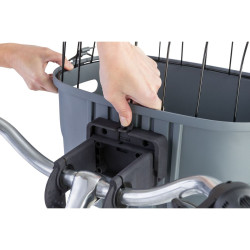 Plastová přepravka s drátěným víkem na kolo (řidítka), 42 x 39 x 30 cm, šedá (do 5 kg)