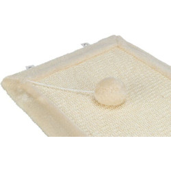 Škrábací deska s míčkem 55 x 35 cm, na zem/stěnu, sisal/plyš, béžová