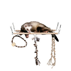 Houpačka do klece s hračkami-činka, kruh, žebřík pro hlodavce