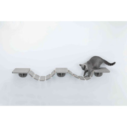 Šplhací žebřík k upevnění na stěnu, 3 platformy, 150x30cm, šedohnědá