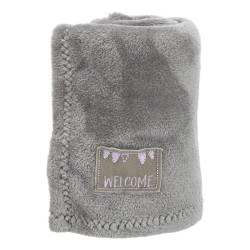 JUNIOR set - deka 75 x 50 cm + plyšový medvídek, šedá/světle fialová