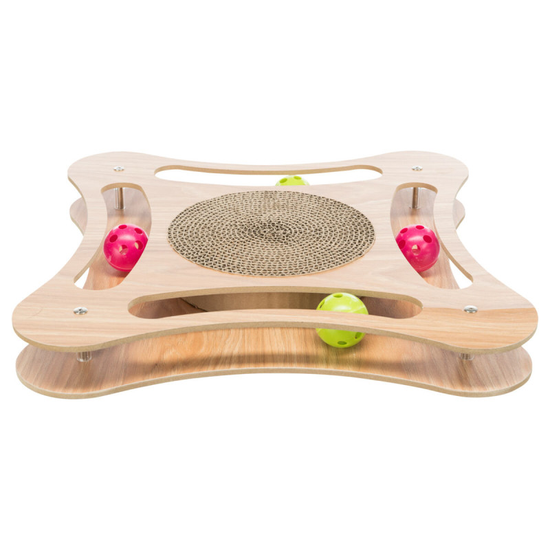 Škrábadlo v dřevěném rámu, s hračkami, 35 × 4 × 35 cm