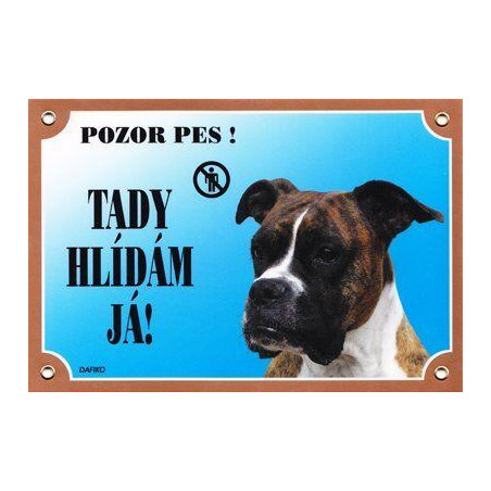 Barevná cedulka Pozor pes, Boxer německý