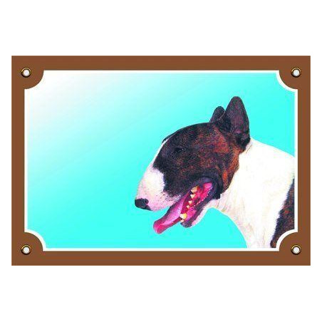 Barevná cedulka Pozor pes, Bullterier