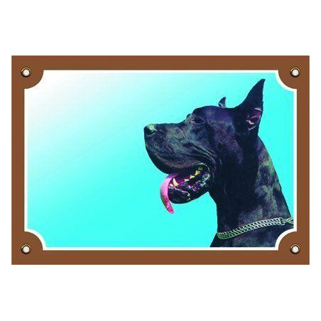 Barevná cedulka Pozor pes, Doga černá