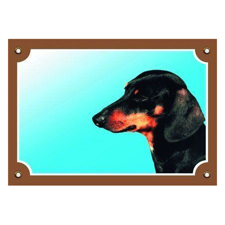 Barevná cedulka Pozor pes, Jezevčík hladkosrstý černý