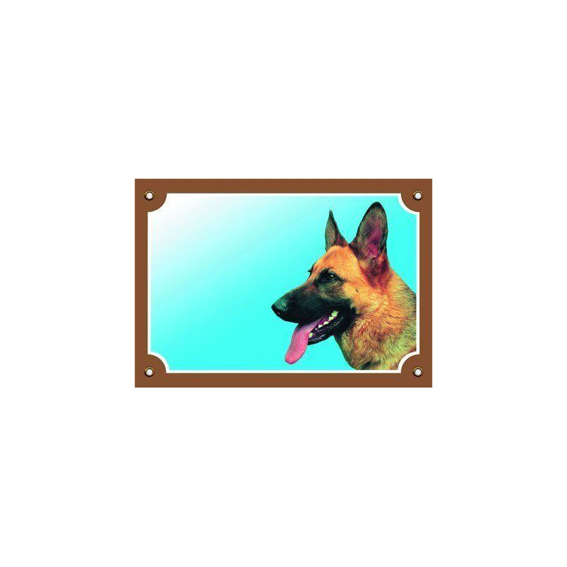 Barevná cedulka Pozor pes, Německý ovčák profil