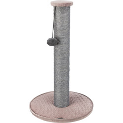 Škrabací sloupek LIVIA s plyšovou kuličkou, 64 cm, sisal/plyš, starorůžová