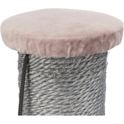 Škrabací sloupek LIVIA s plyšovou kuličkou, 64 cm, sisal/plyš, starorůžová