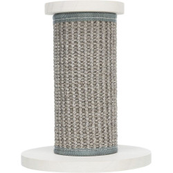 Kulatý schůdek se sisalem, prvek na stěnu, ø 18 × 22 cm, borové dřevo, bílá/šedá