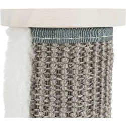 Kulatý schůdek se sisalem, prvek na stěnu, ø 18 × 22 cm, borové dřevo, bílá/šedá