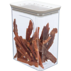 Plastová dóza na krmivo / pamlsky, 2,2 l / 15x14x19cm, transparentní