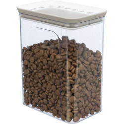 Plastová dóza na krmivo / pamlsky, 2,2 l / 15x14x19cm, transparentní