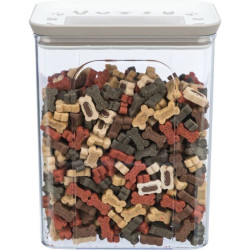 Plastová dóza na krmivo / pamlsky, 2,2 l / 15x14x19cm, transparentní