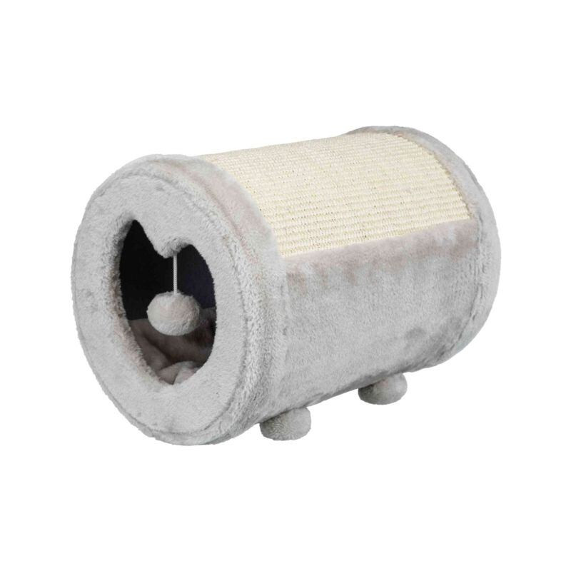 Škrábací válec, ø 27 × 39 cm, plyš/sisal, šedá