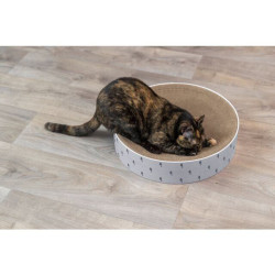 LILLY kulatý škrabací pelech s catnipem, ø 45 × 10 cm, karton, šedá