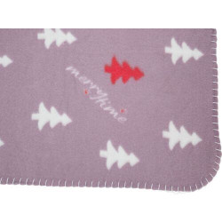 Vánoční deka NIVIA 150 x100 cm, fleece, šedá/berry/petrolejová