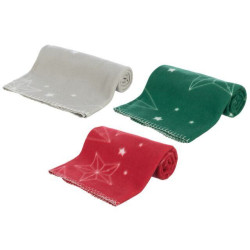 Xmas vánoční fleecová deka LUCIANO, 100 x 70 cm, mix barev (červená, písková, zelená)