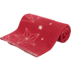 Xmas vánoční fleecová deka LUCIANO, 100 x 70 cm, mix barev (červená, písková, zelená)