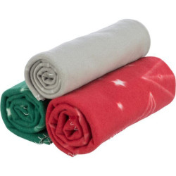 Xmas vánoční fleecová deka LUCIANO, 100 x 70 cm, mix barev (červená, písková, zelená)