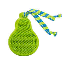 Dentální hračka hruška přírodní guma pro štěňata s látkovým střapcem 9 cm HipHop