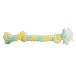 Hebká pletená činka HipHop PLUSH, 2 uzly, 20 cm, pistáciová, žlutá, bílá