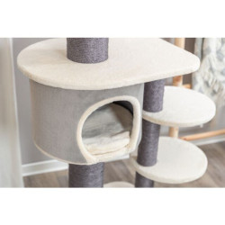 Škrabadlo MARCELLO, 140 cm, 4 podesty, kukaň, míč, krémová/šedá