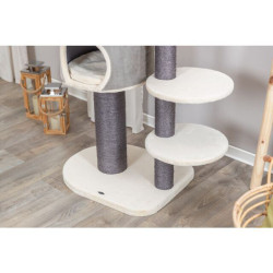 Škrabadlo MARCELLO, 140 cm, 4 podesty, kukaň, míč, krémová/šedá