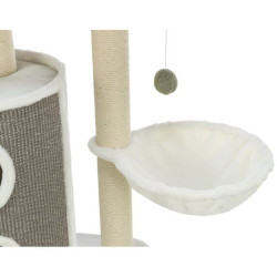 Škrabadlo DANTE, 86 cm, válcová kukaň, 2 lůžka, míček, bílá/khaki/šedá