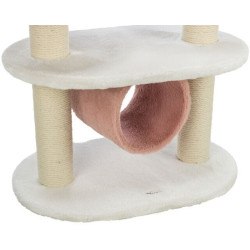Škrabadlo ISABELLA, 70 cm, oválná základna, 2 patra, tunel, lůžko, bílá/antická růžová