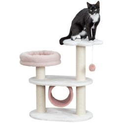 Škrabadlo ISABELLA, 70 cm, oválná základna, 2 patra, tunel, lůžko, bílá/antická růžová