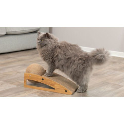 Škrabací rampa s míčem, 40 × 17 × 20 cm, dřevo/karton/sisal