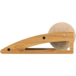 Škrabací rampa s míčem, 40 × 17 × 20 cm, dřevo/karton/sisal