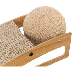Škrabací rampa s míčem, 40 × 17 × 20 cm, dřevo/karton/sisal