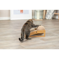 Škrabací rampa s míčem, 40 × 17 × 20 cm, dřevo/karton/sisal