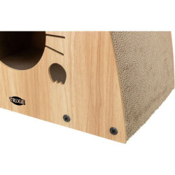 Škrabací domek s catnipem, 48 x 48 x 28 cm, světlešedá