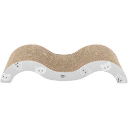 MIMI škrábací karton vlna 50 x 9 x 23 cm, s catnipem, šalvějová/šedá - LIMITOVANÁ NABÍDKA