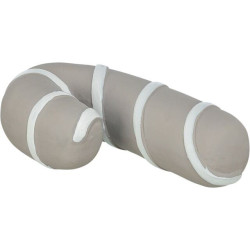 Vánoční cukrová hůlka, se zvukem, 10 cm, latex, šedobéžová