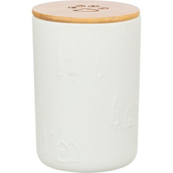 Vánoční zásobník na pamlsky, ø 13 × 19 cm, keramika/dřevo, bílá