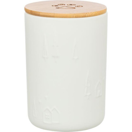 Vánoční zásobník na pamlsky, ø 13 × 19 cm, keramika/dřevo, bílá