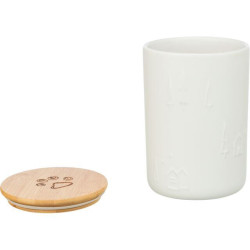 Vánoční zásobník na pamlsky, ø 13 × 19 cm, keramika/dřevo, bílá