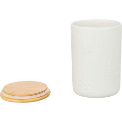 Vánoční zásobník na pamlsky, ø 13 × 19 cm, keramika/dřevo, bílá