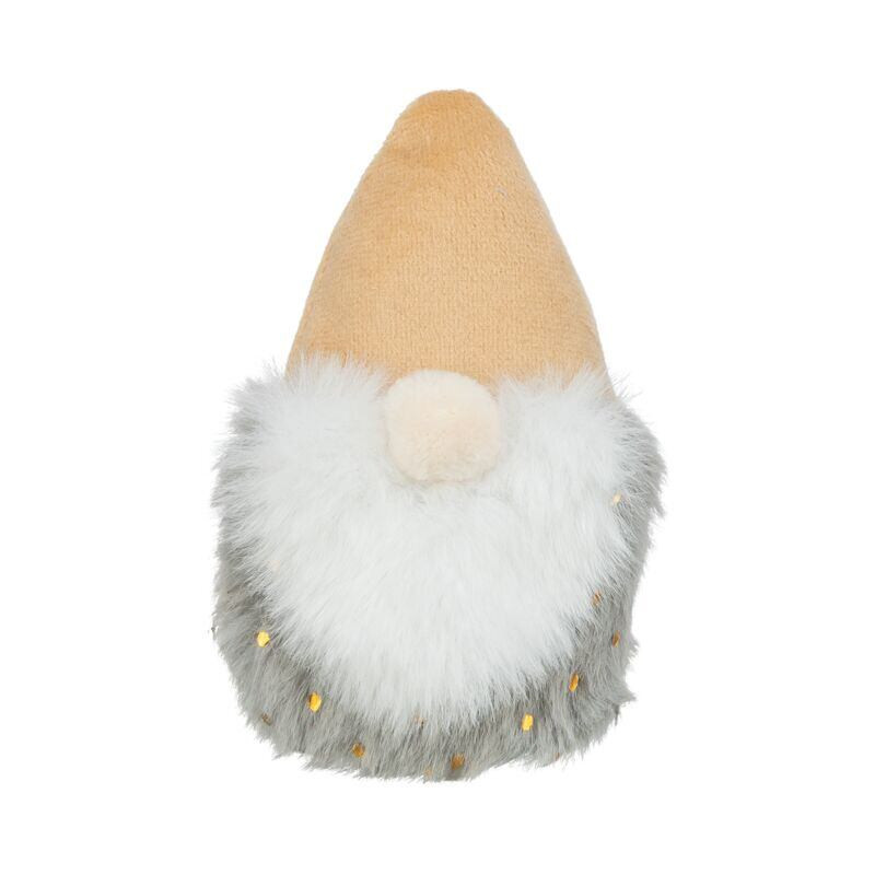 Vánoční skřítek s catnipem, 10 cm, plyš, béžová/šedá/bílá