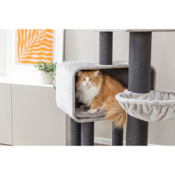 Škrabadlo RAFAEL XXL, 2 x jeskyně, hamaka, 156 cm, šedá