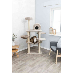 Škrabadlo FABIOLA, 4 sloupky, hamaka, jeskyně, 5 x podesta, 165 cm, šedá