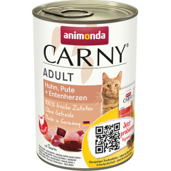 ANIMONDA konzerva CARNY Adult - kuře, krůta+kachní srdce 400g